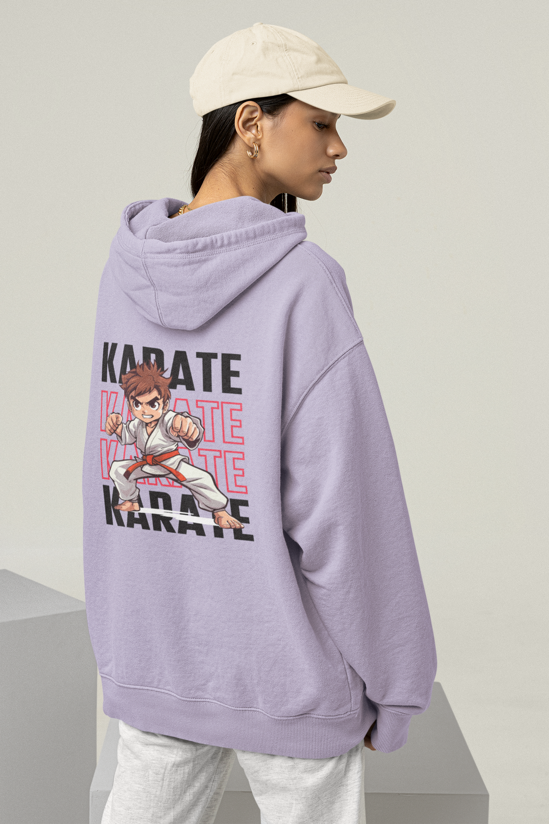 Karate Action Comic Style Oversized Hoodie