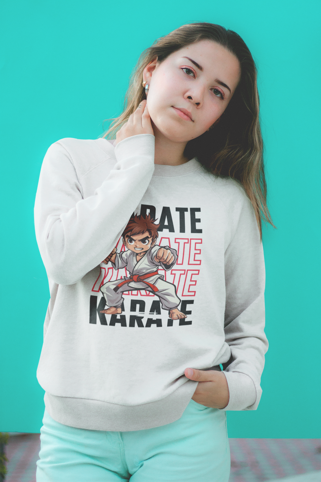 Karate Action Comic Style Sweatshirt