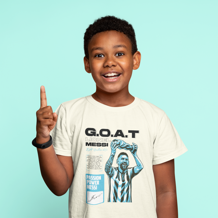 Lionel Messi “G.O.A.T” - Boy's Crew Neck T-Shirt