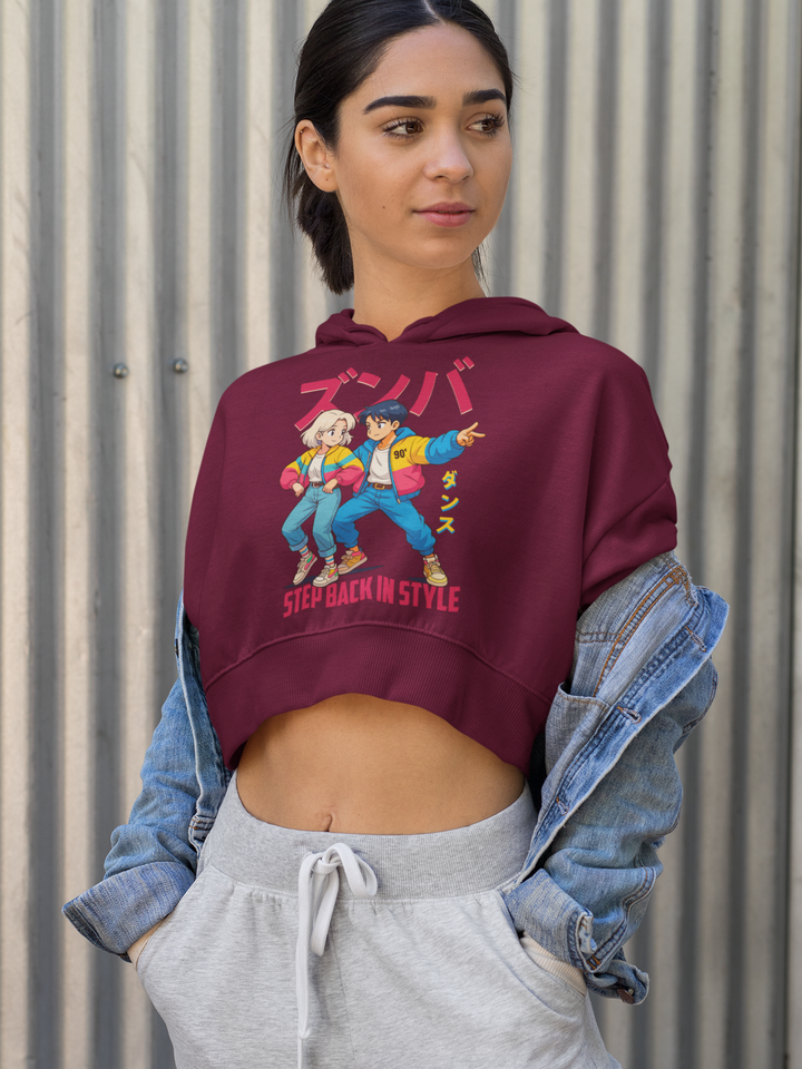 Step Back in Style - Female Cropped Hoodie