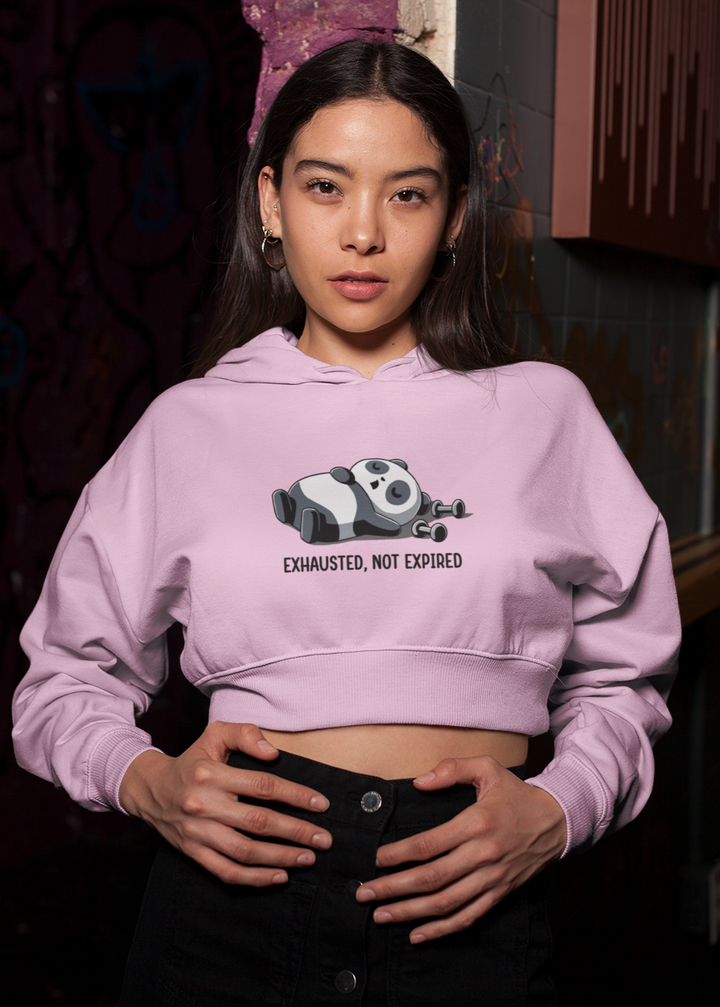 Exhausted, Not Expired - Female Cropped Hoodie