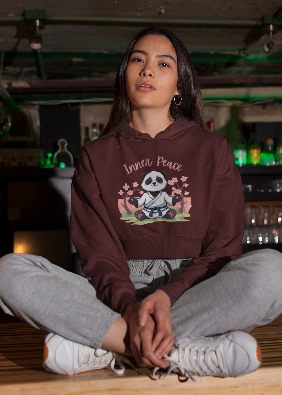 Zen Spirit Panda Crop Hoodie