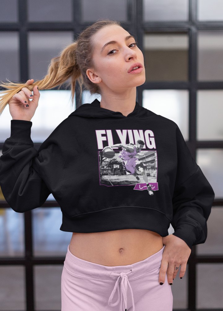 Flying Basketball Anime - Female Cropped Hoodie
