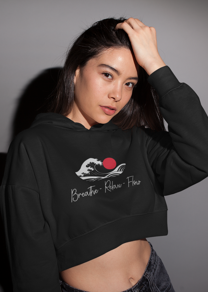 Breathe – Relax – Flow - Female Cropped Hoodie