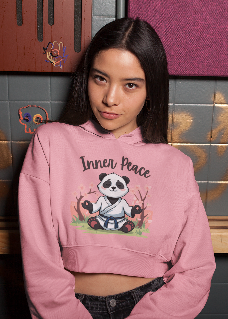 Zen Spirit Panda Crop Hoodie