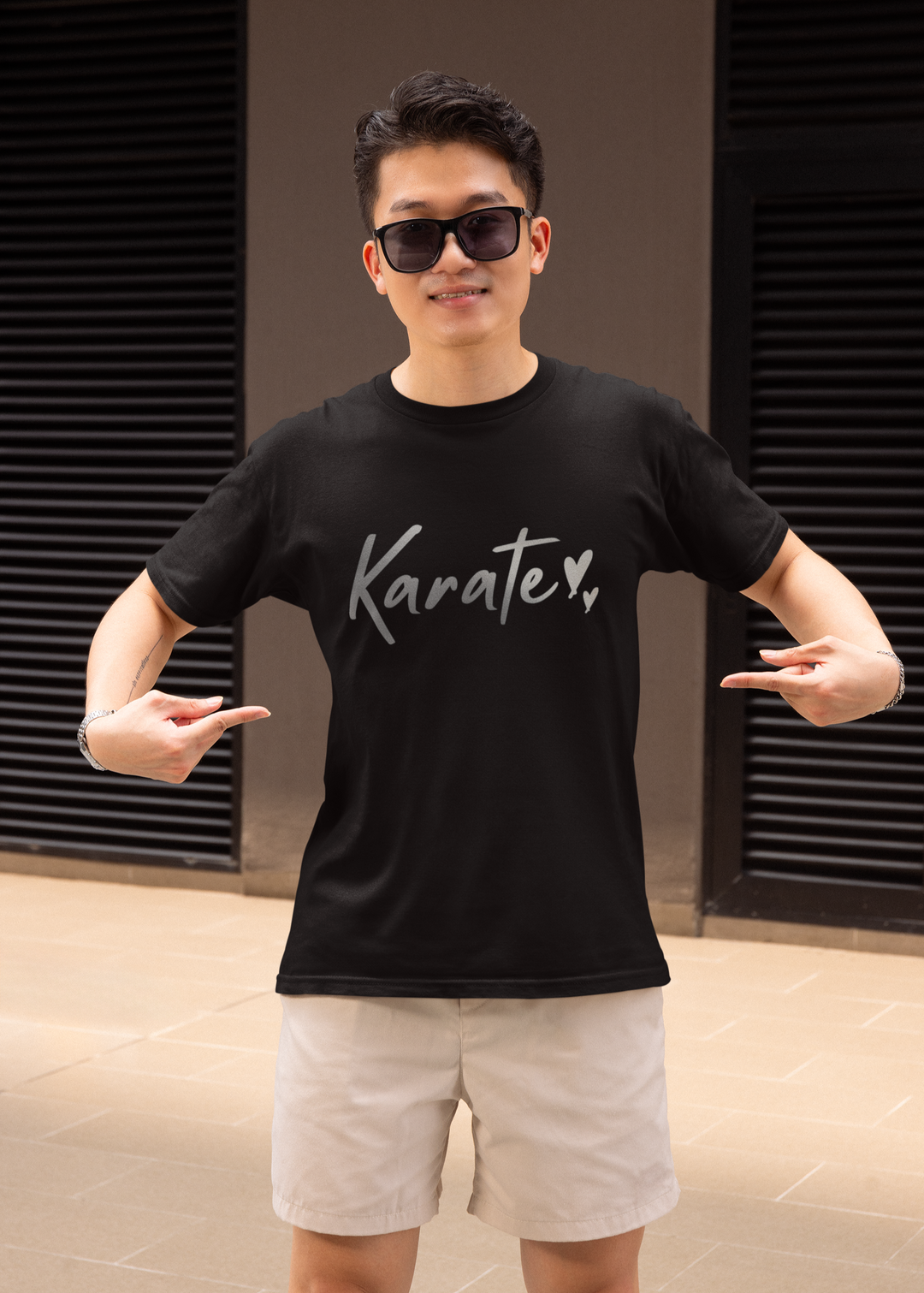 Karate Heart Silver Script T-Shirt