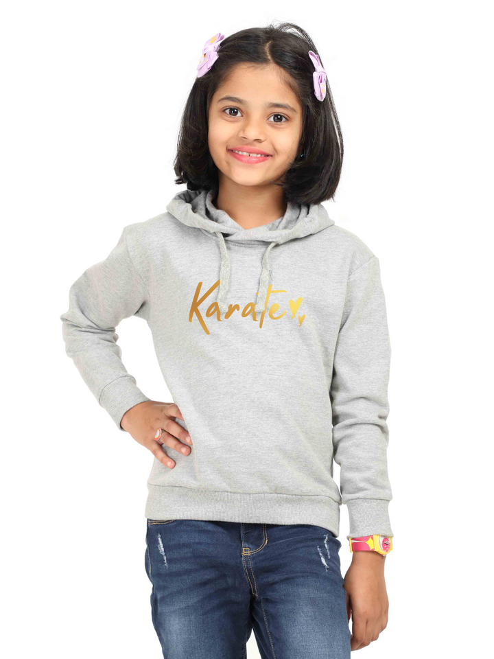 Girls Gold Printed Classic Hoodie