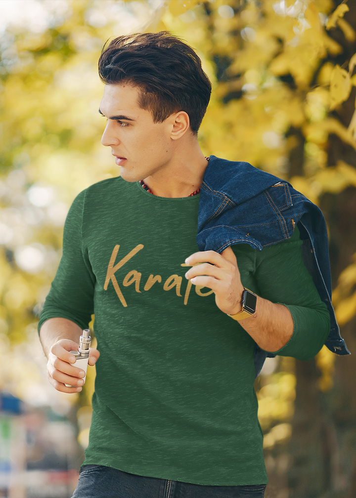 Gold Script Karate Full Sleeve T-Shirt