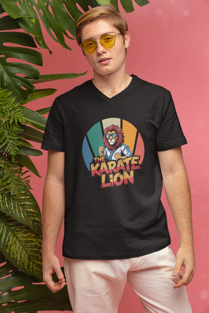 Fearless Karate Lion V-neck T-Shirt