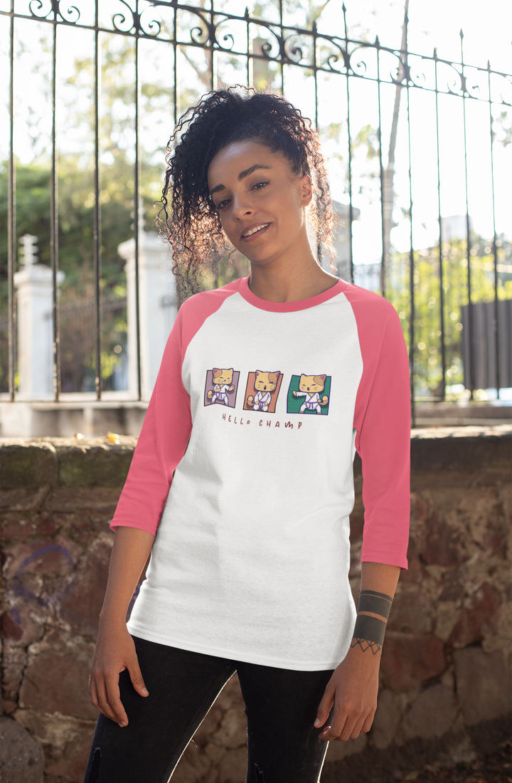 Hello Champ Karate Cat Raglan T-Shirt