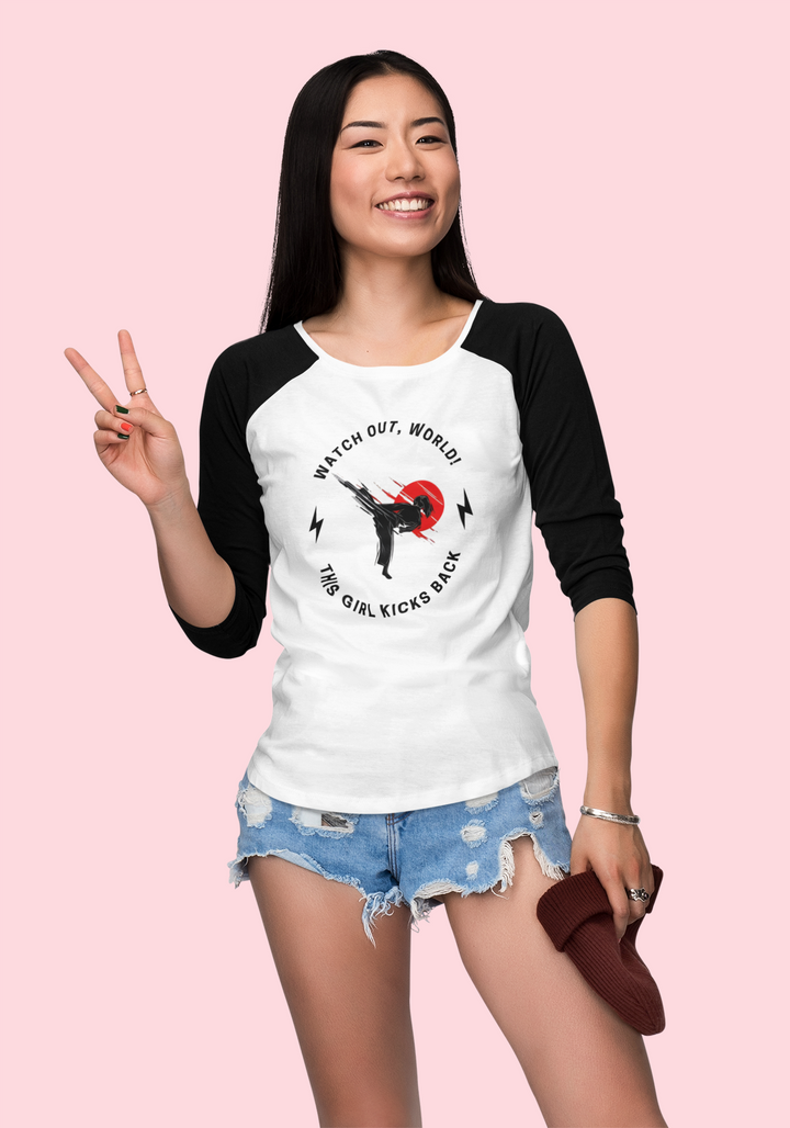 Fearless Girl Raglan 3/4th Sleeve T-Shirt