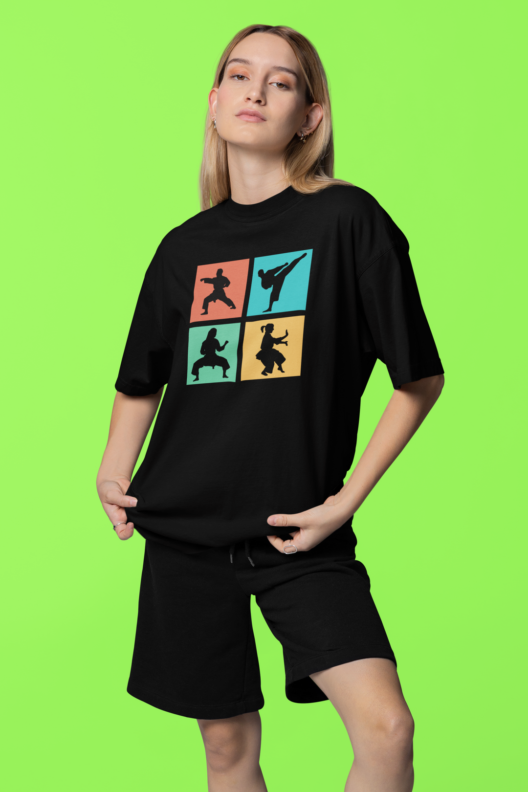 Pop Art Karate Moves Oversized T-Shirt