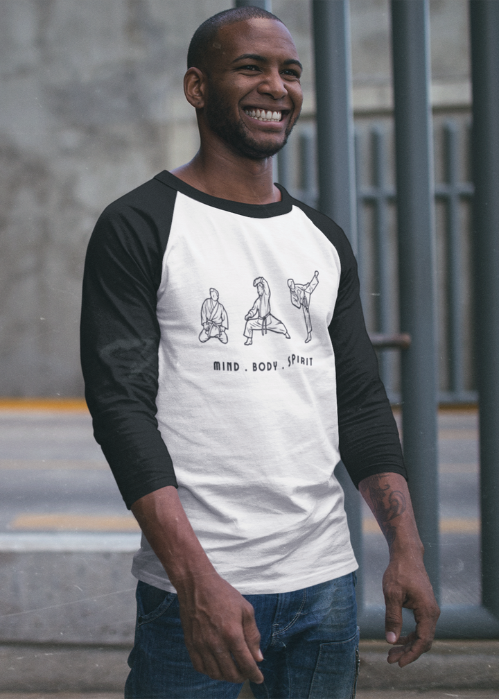 Mind Body Spirit Karate Raglan T-Shirt