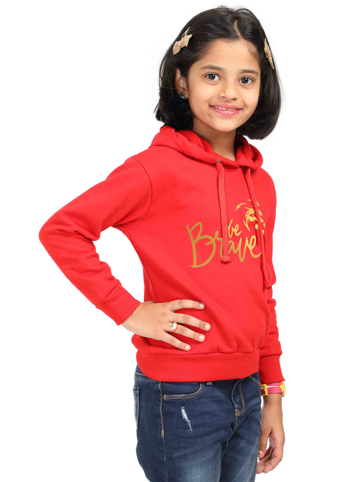 Girls Gold Printed Classic Hoodie