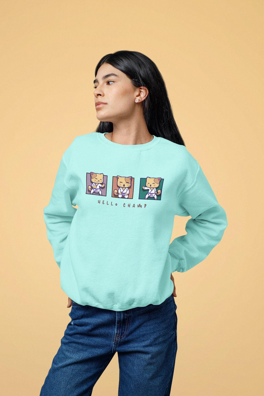 Hello Champ Karate Cat Sweatshirt