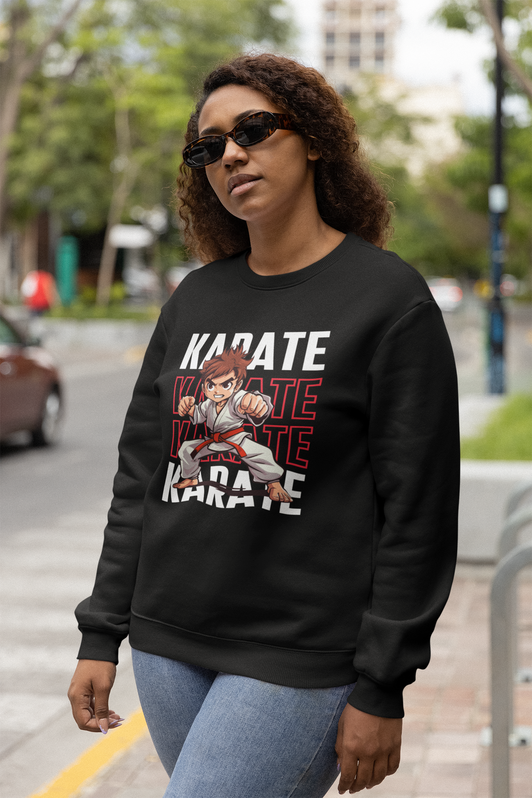 Karate Action Comic Style Sweatshirt