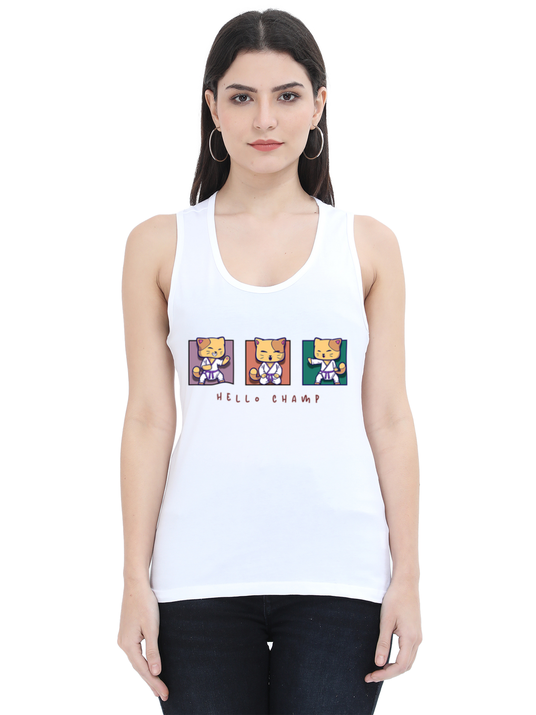 Hello Champ Karate Cat Tank Top