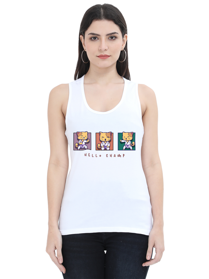 Hello Champ Karate Cat Tank Top