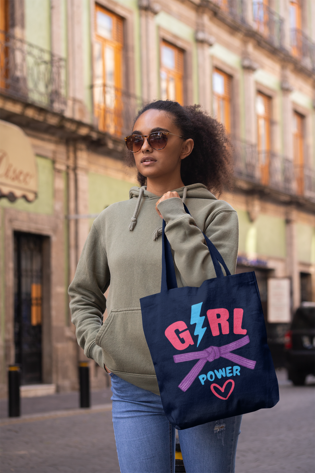 Girl Power Zipper Tote Bag