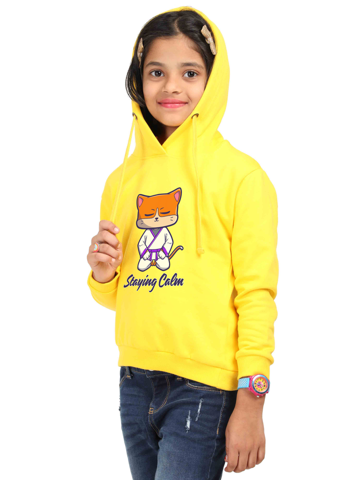 Zen Cat Karate Girls Hoodie